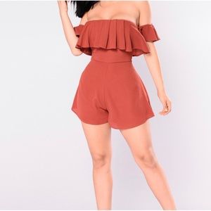 Marsala Off the Shoulder Romper